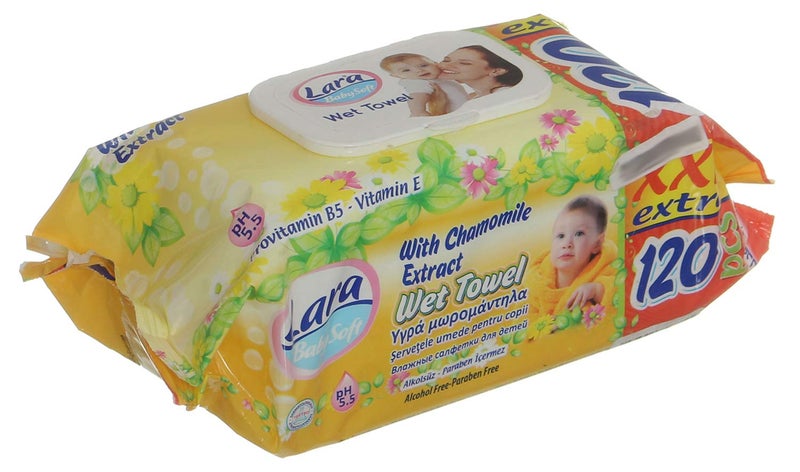 Lara Baby Soft With Chamomile Wet Wipes, 120 Pieces
