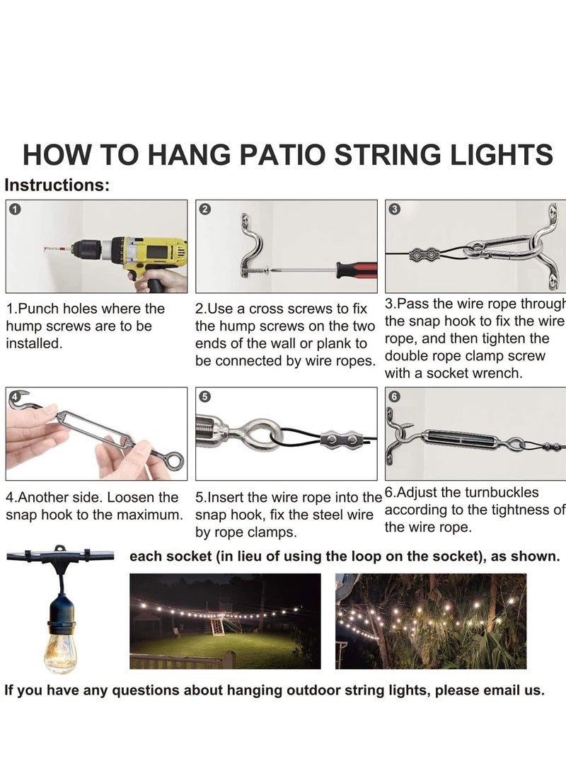 Y&D String Light Hanging Kit with 170ft Coated Stainless Steel 304 Tension Wire Rope Outdoor Guide kit Lights Suspension  - Image 4