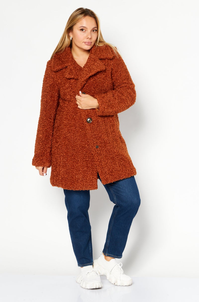 Sam Edelman Women Textured Sherpa Jacket, Rust - Image 2