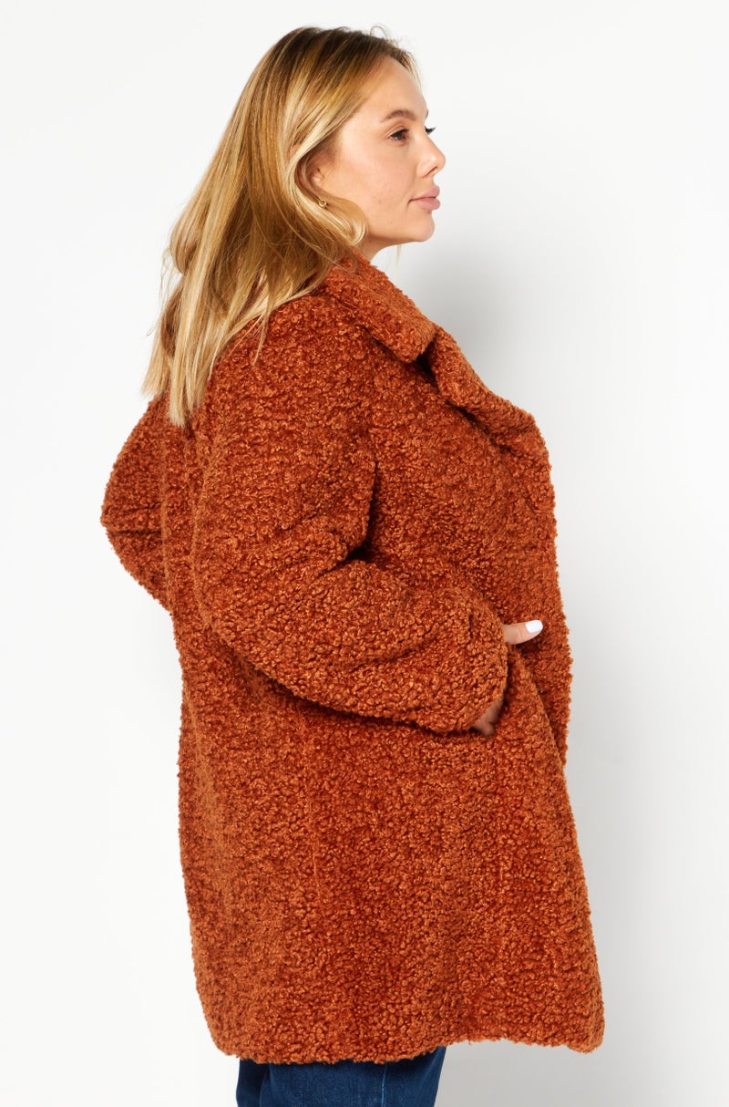 Sam Edelman Women Textured Sherpa Jacket, Rust - Image 3
