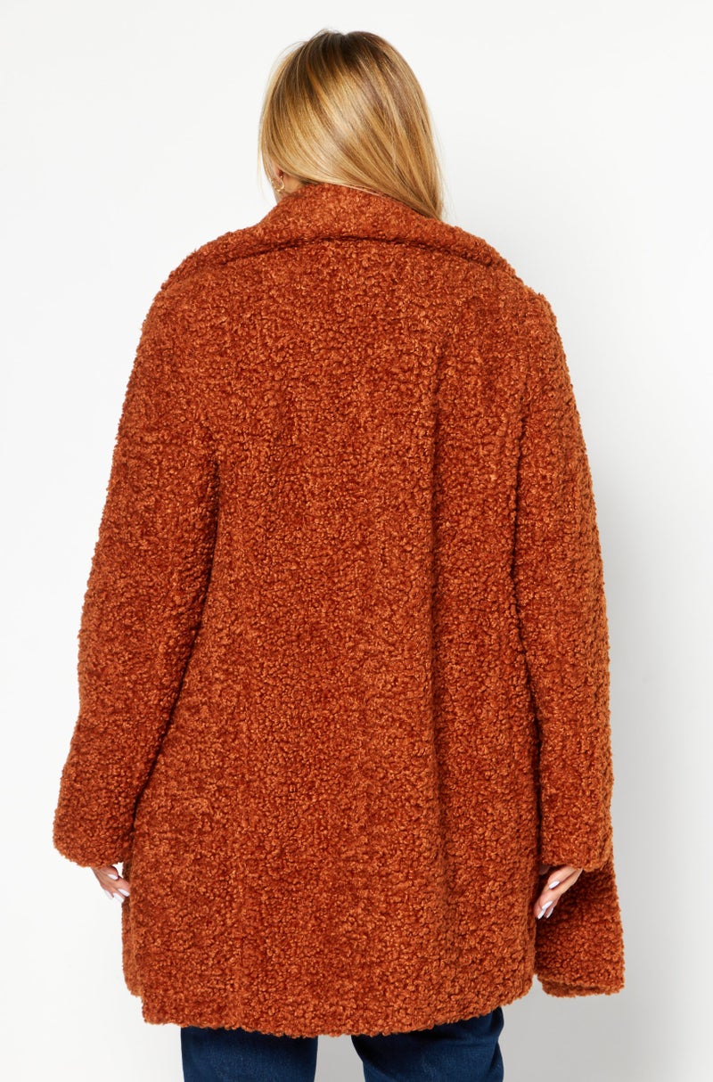 Sam Edelman Women Textured Sherpa Jacket, Rust - Image 4