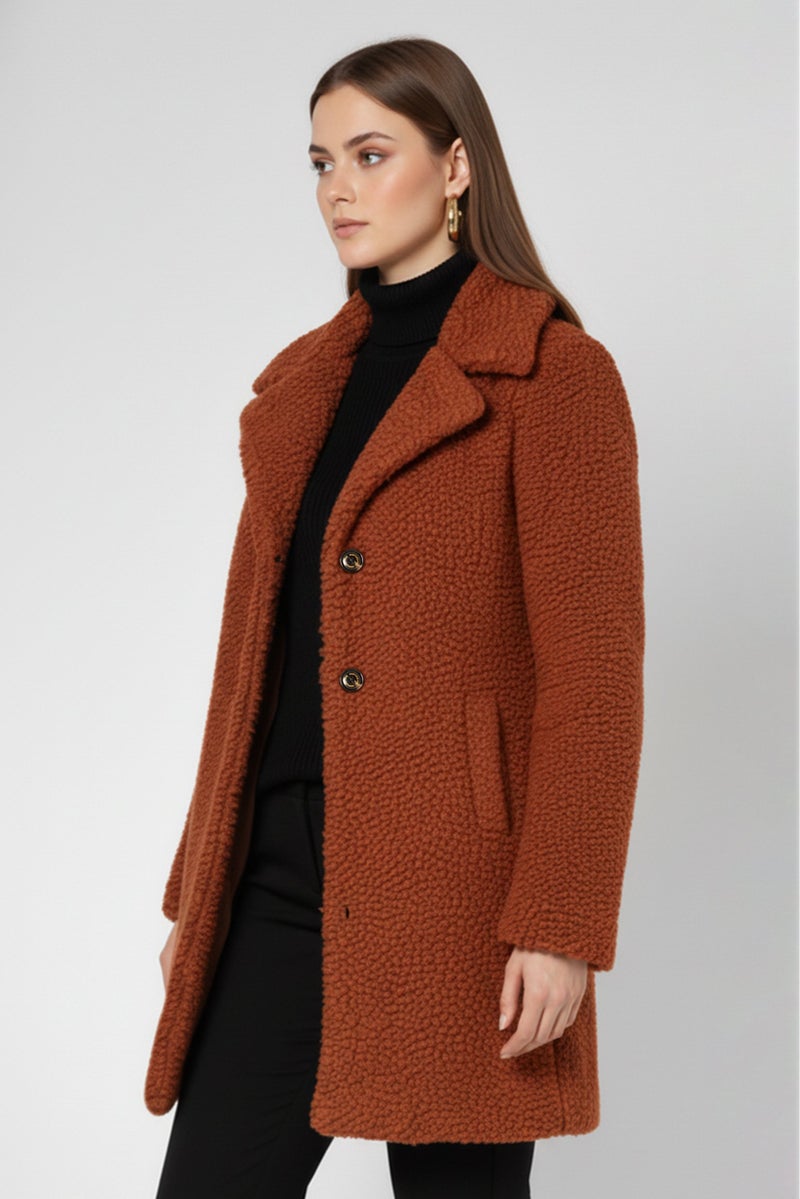 Sam Edelman Women Textured Sherpa Jacket, Rust - Image 4