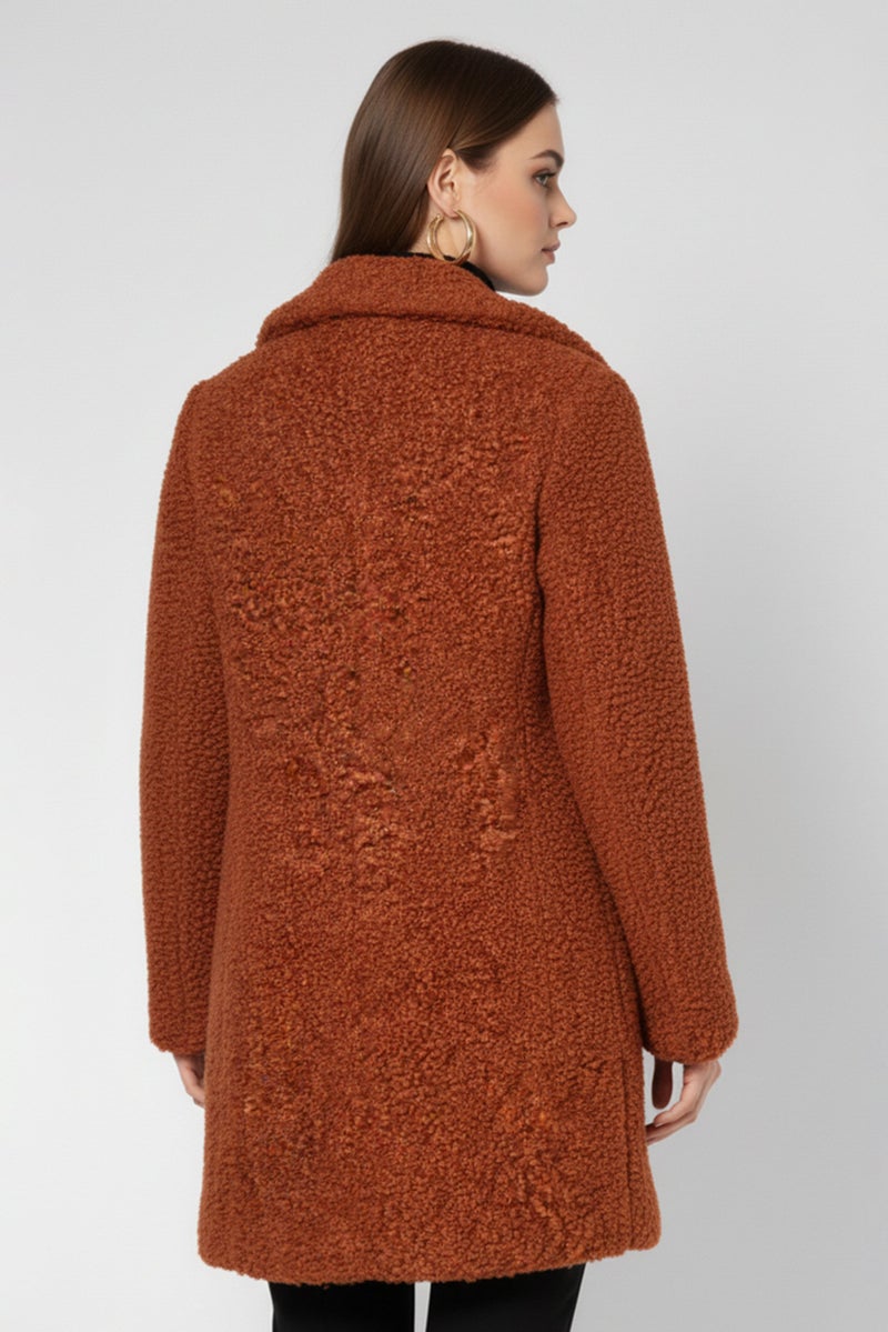 Sam Edelman Women Textured Sherpa Jacket, Rust - Image 5