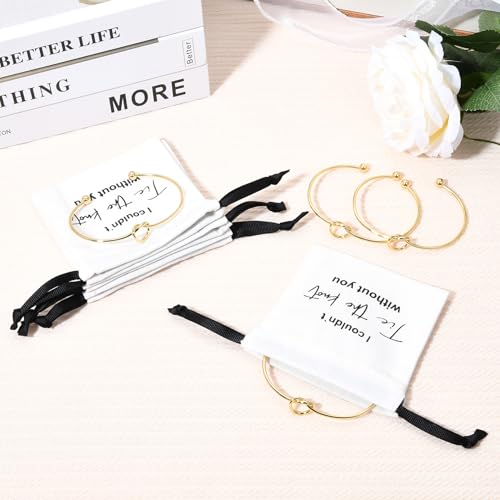 CEELGON 8 Pcs Jewelry Pouch Bridesmaid Gifts Set - 4 Linen Cotton Small Drawstring Bags & Knot Bracelet - Jewelry Packaging for Proposal, Bridal Party Favors (Gold) - Image 5