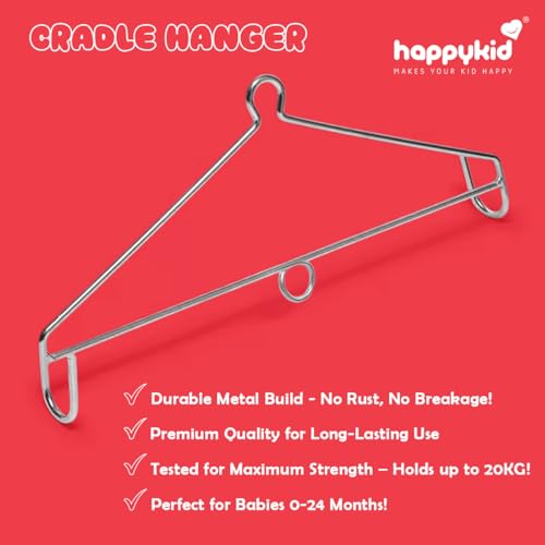 Happykid Metal Hanger for Baby Cradle Spring, Thottil, Jhoola, Palna, Jula, Swings (0-24 Months) | 20KG Capacity | 38CM Wide (Silver) - Image 2
