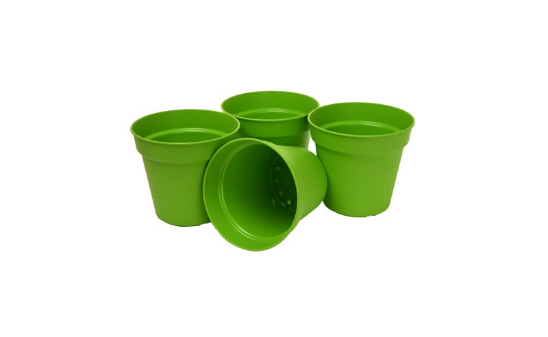 Mintra Round Flower Pot Planters X-Large - Pack of 4 with bottom tray - Plastic | Color - Light Green | Size - 21x21x23cm | Asthetically Decorate Your Terrace, Garden or Patio. Ideal for outdoor or indoors - Image 3
