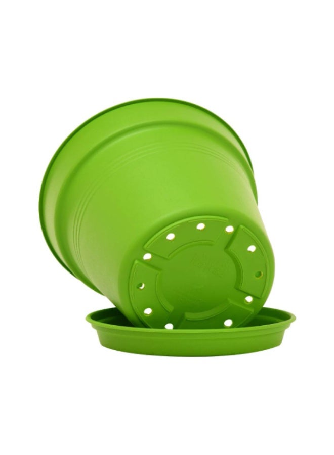 Mintra Round Flower Pot Planters X-Large - Pack of 4 with bottom tray - Plastic | Color - Light Green | Size - 21x21x23cm | Asthetically Decorate Your Terrace, Garden or Patio. Ideal for outdoor or indoors - Image 5