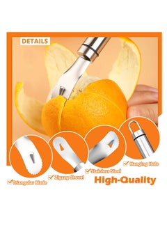 Excefore Stainless Steel Orange Peeler, Long Handle Orange Citrus Peeler Tool, Triangular-Blade & Zigzag-Shovel Orange Peeler Gadget, Easy to Peel, for Kitchen Gadgets  - Image 3