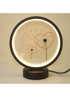 General Nordic Creative Ring Led Lamp Stepless Dimming Night Light Energy-saving Eye Protection Dormitory Fill Light Diy Handmade-Specification:20cm-black Circle-dandelion-【usb Interface】 White Light 【mild  - Image 1