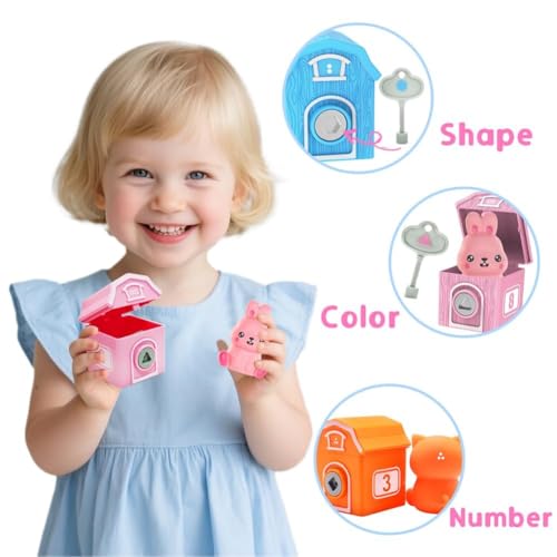 Kimicare Learning Montessori Toys for Toddlers Sensory Farm Animals Train Toys with 10 Finger Puppets 1 Farmer Counting Matching Sorting Barns with Keys Birthday Gifts Christmas Stocking Stuffers - Image 5