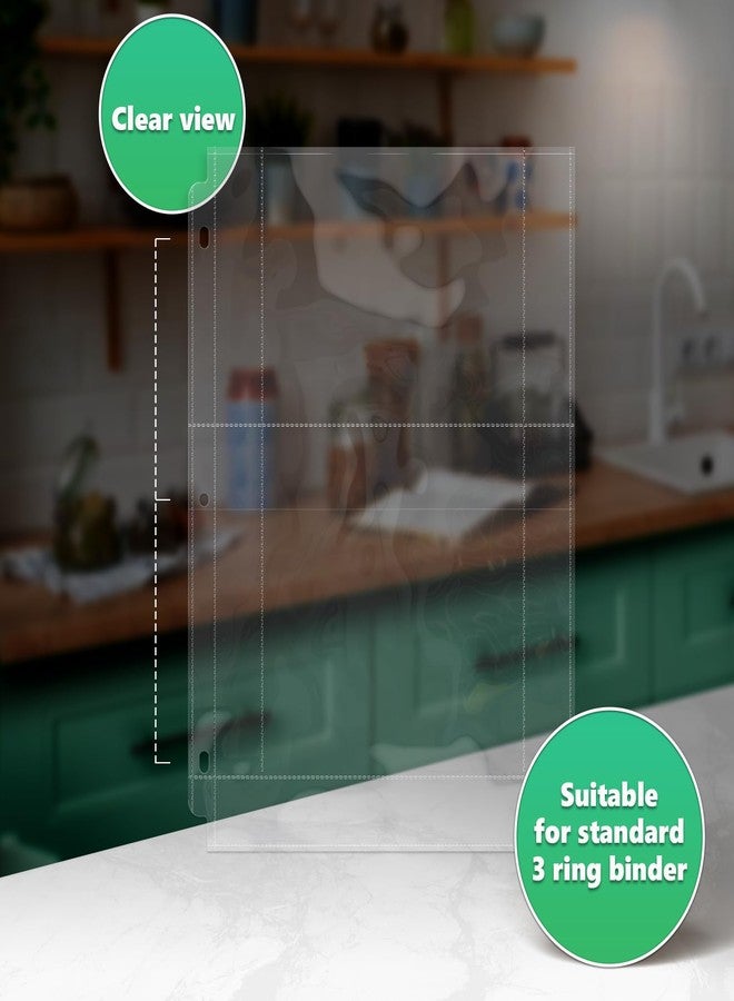 CraftSaints Recipe Card Protectors 4x6, Pack of 50 Top-Loading Crystal Clear Recipe Card Sleeves with 2 Pockets for 3 Ring Binder, Plastic Index Card Protector for Kitchen Cookbook (50 Pack, 4 x 6'' - 2 Pocket) - Image 3