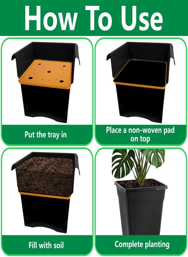 LFUTARI 13" Square Planter Insert, Reusable Large Plant Pots Insert with Liner and Drainage Holes, Plastic Pot Fillers for Indoor and Outdoor Plants Growth Reduce Soil Usage - Image 5