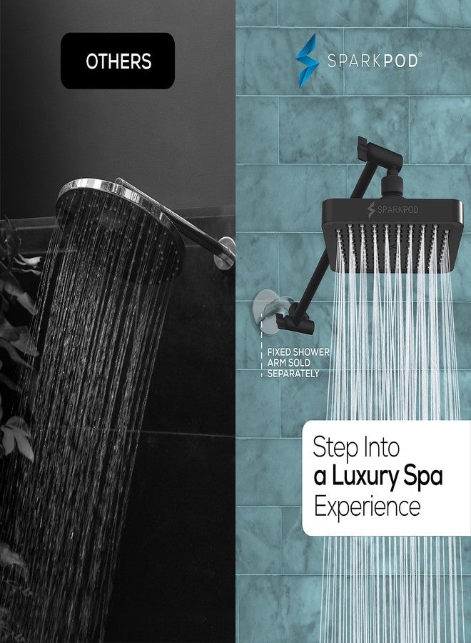 SparkPod Square Rain Shower Head with Extension Arm - Height Adjustable Shower Head with High Pressure Performance - Easy 1-Minute Installation (11" Arm Extension, Midnight Black Matte) - Image 2