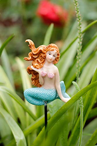 MUAMAX Miniature Mermaid Garden Stakes Mermaid Picks for Plants Fairy Garden Decorative Figurines Accessories Outdoor Micro Landscape Ornaments Succulent Decorations (Color) - Image 3