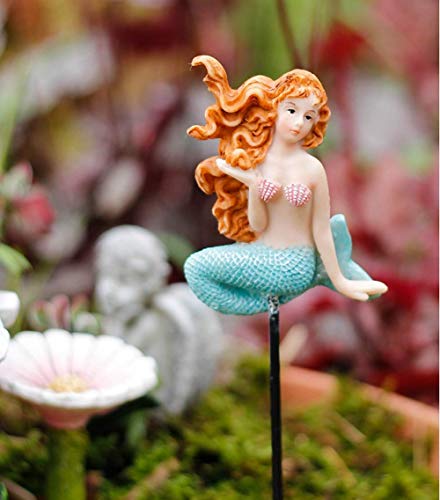 MUAMAX Miniature Mermaid Garden Stakes Mermaid Picks for Plants Fairy Garden Decorative Figurines Accessories Outdoor Micro Landscape Ornaments Succulent Decorations (Color) - Image 4
