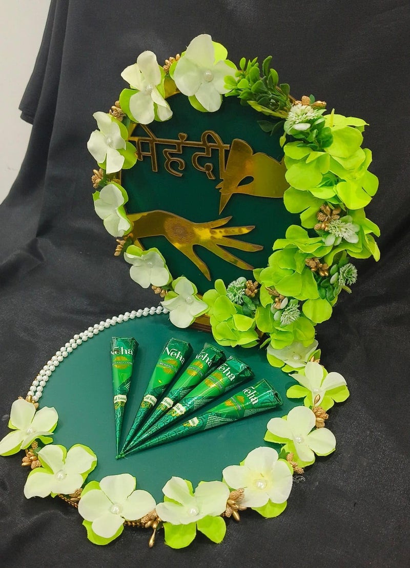 Unique Palette Beautiful Mehndi Platter | Decoration Platter Wedding Mehndi Platter | Wedding Mehndi Platter | Marriage Decor Mehndi Platter | Mehndi Tray - Image 3