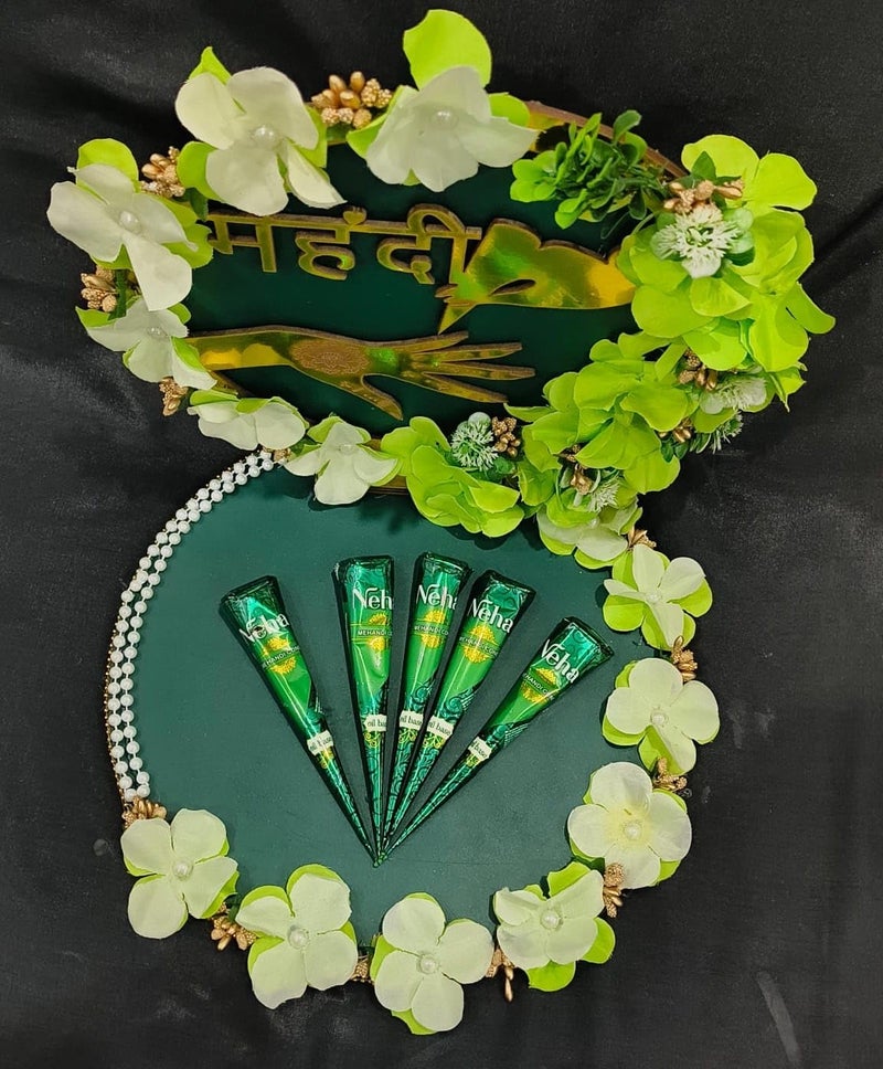 Unique Palette Beautiful Mehndi Platter | Decoration Platter Wedding Mehndi Platter | Wedding Mehndi Platter | Marriage Decor Mehndi Platter | Mehndi Tray - Image 4