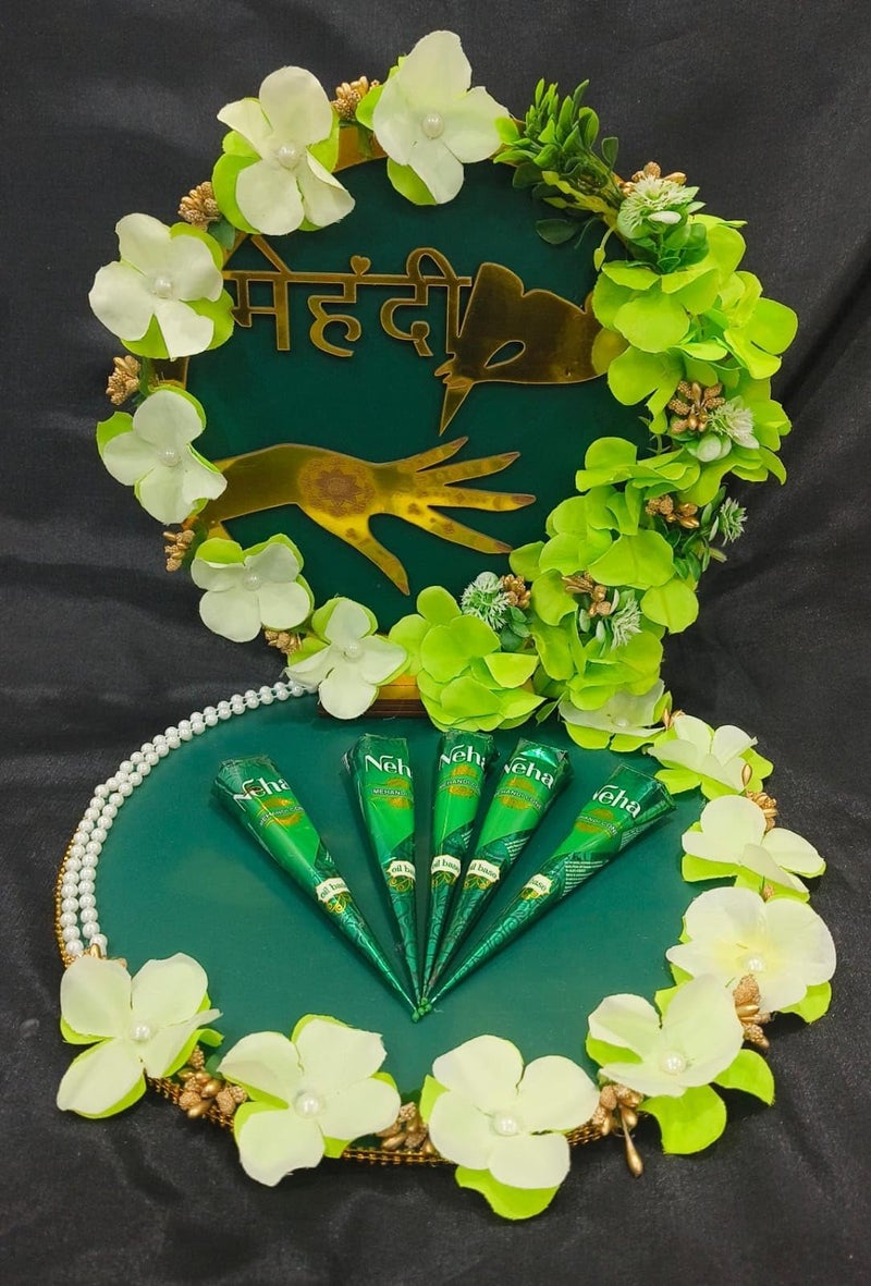 Unique Palette Beautiful Mehndi Platter | Decoration Platter Wedding Mehndi Platter | Wedding Mehndi Platter | Marriage Decor Mehndi Platter | Mehndi Tray - Image 1