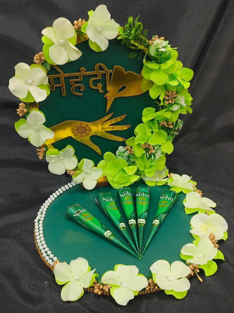 Unique Palette Beautiful Mehndi Platter | Decoration Platter Wedding Mehndi Platter | Wedding Mehndi Platter | Marriage Decor Mehndi Platter | Mehndi Tray - Image 5