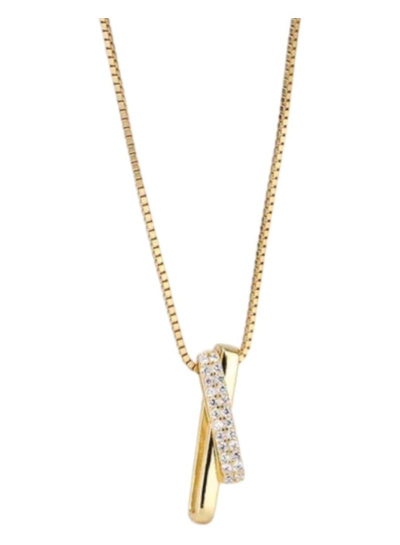 بونكا قلادة نسائية انيقة بتصميم عصري مع دلاية متنوعة من بونكا سلسلة ذهبي مستطيل - Image 1