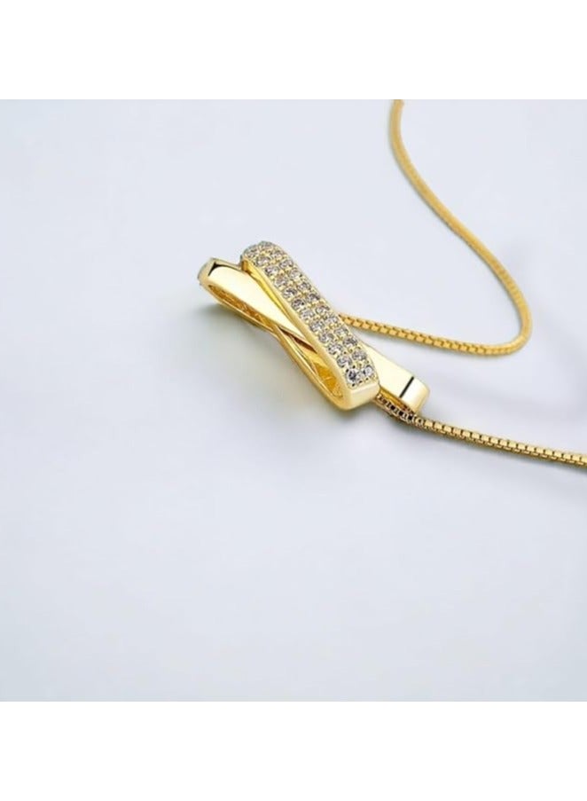 بونكا قلادة نسائية انيقة بتصميم عصري مع دلاية متنوعة من بونكا سلسلة ذهبي مستطيل - Image 2