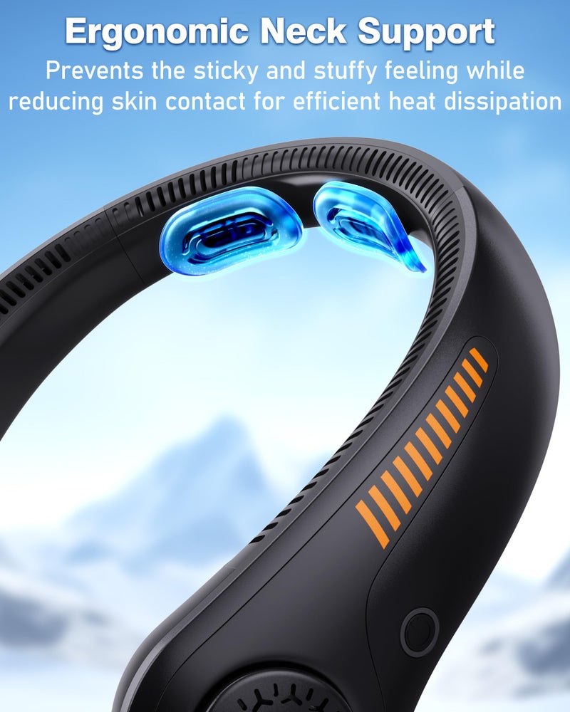 EYERZ Portable Neck Fan - Rechargeable Personal Fan with Neck Support, 5-Speed Quiet Lightweight Long Lasting Neck Fan, Fathers Day, Mothers Day Gifts, Full Surround Cooling for Travel, Hot Flashes - Image 2