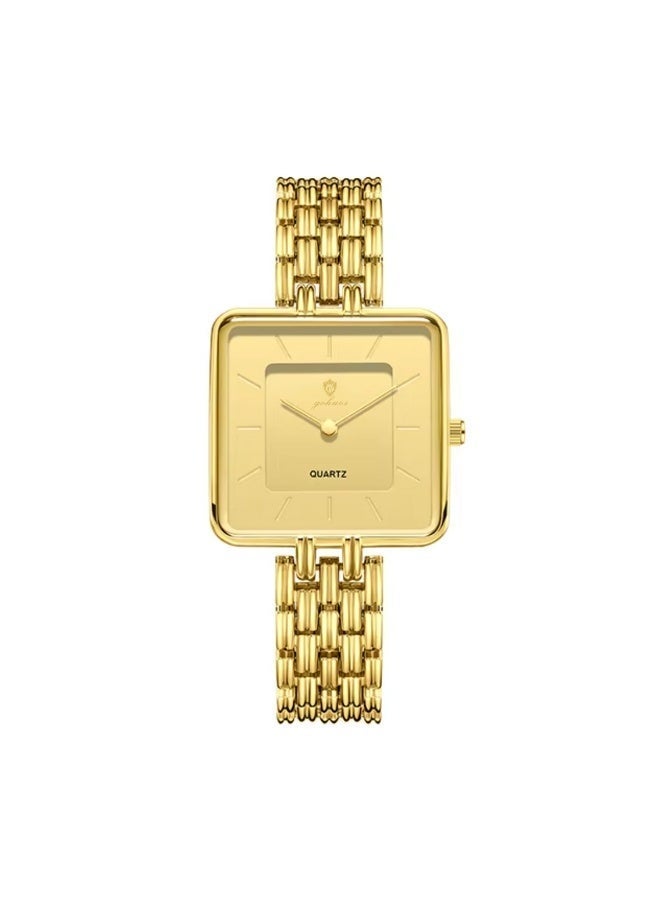 GOHUOS Women's Simple Square Dial Watch,  Stainless Steel Analog Waterproof Ladies Quartz Classic Fashion Watch - 30mm - Gold - Image 3