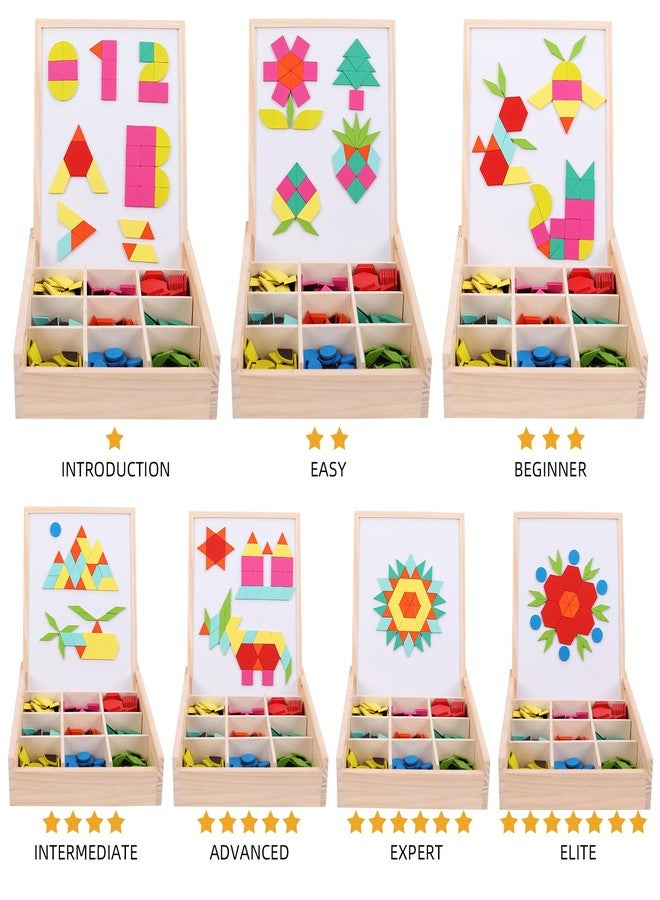 GEMEM 288 PCS Wooden Magnetic Pattern Blocks Set,Montessori Tangram Puzzle STEM Toys for Kids Ages 3-8, Educational Learning Toys Gift - Image 4
