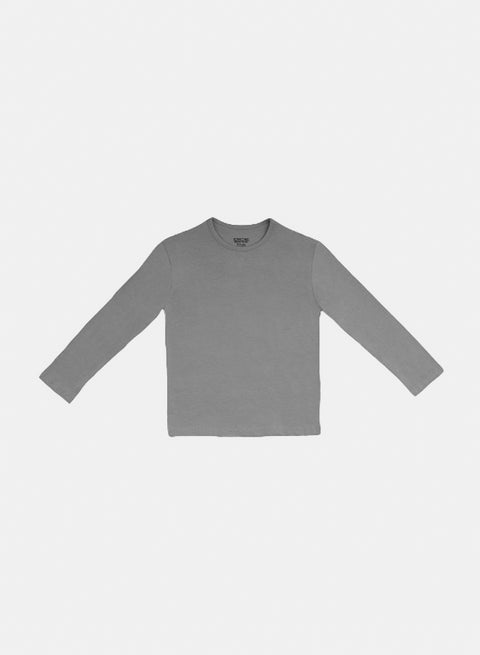 تيشيرت أولاد بأكمام طويلة من الليكرا وفانيلا بياقة مستديرة