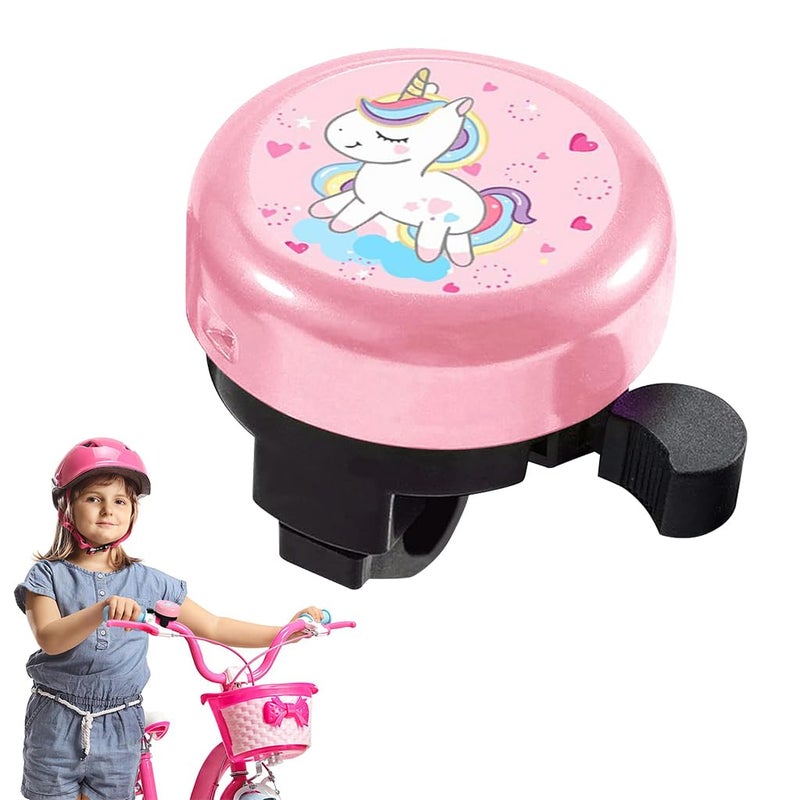 Proberos جرس دراجة أطفال وردي على شكل يونيكورن كرتوني، جرس دراجة خفيف الوزن من الصلب، جرس للدراجة للأطفال - عالي الصوت - جرس للدراجة لماسورة بقطر 22 مم - Image 1