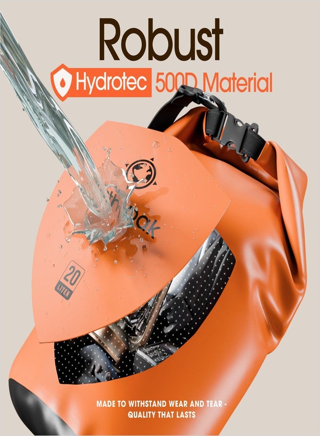 Earth Pak - 5L Orange Dry Bag - Roll Top Dry Compression Sack - Waterproof Phone Case - Kayaking, Beach, Rafting, Boating, Hiking, Camping, Fishing - Image 4