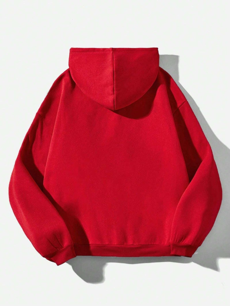 SXV STYLE SXV Casual Minimalist Heart Print Couple Red Hoodie, Loose Fit Thick Valentine Day Sweatshirt for Women, Valentine's Day (in, Alpha, 2XL, Regular, Red-Girl) - Image 3