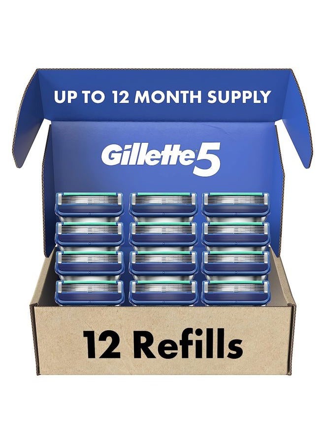 Gillette 5 شفرات حلاقة للرجال، 12 قطعة، شريط تزييت لحلاقة أكثر راحة - Image 1