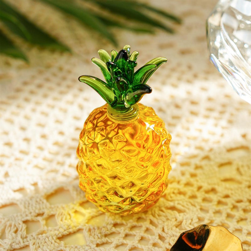 KRISININE Glass Fruit Decor Crystal Pineapple Figurine Collectibles Hand Blown Glass Fruit Pineapple Decoration for Home Kitchen Office - Image 4