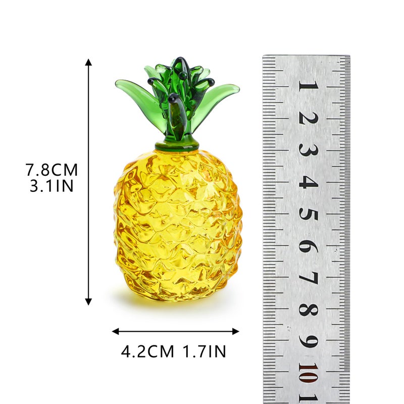 KRISININE Glass Fruit Decor Crystal Pineapple Figurine Collectibles Hand Blown Glass Fruit Pineapple Decoration for Home Kitchen Office - Image 5