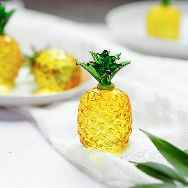 KRISININE Glass Fruit Decor Crystal Pineapple Figurine Collectibles Hand Blown Glass Fruit Pineapple Decoration for Home Kitchen Office - Image 3
