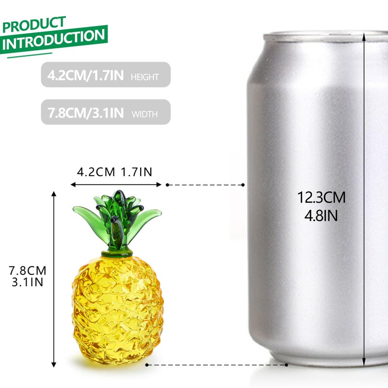 KRISININE Glass Fruit Decor Crystal Pineapple Figurine Collectibles Hand Blown Glass Fruit Pineapple Decoration for Home Kitchen Office - Image 2