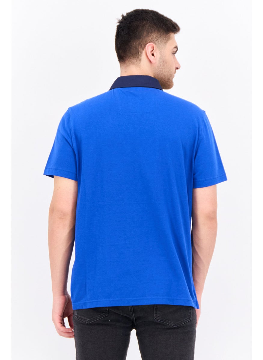 NAUTICA Men Regular Fit Brand Logo Short Sleeves Polo Shirt, Blue  - Image 3
