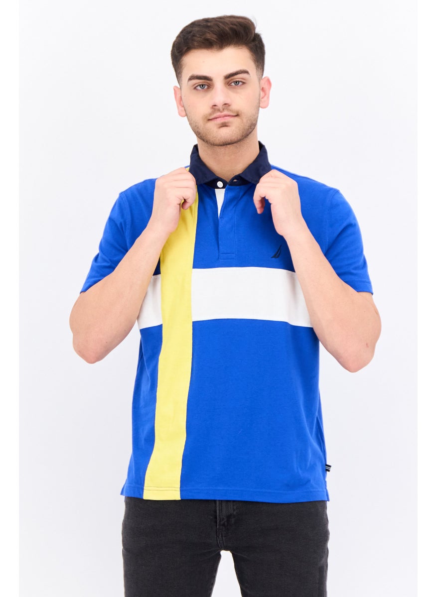 NAUTICA Men Regular Fit Brand Logo Short Sleeves Polo Shirt, Blue  - Image 1