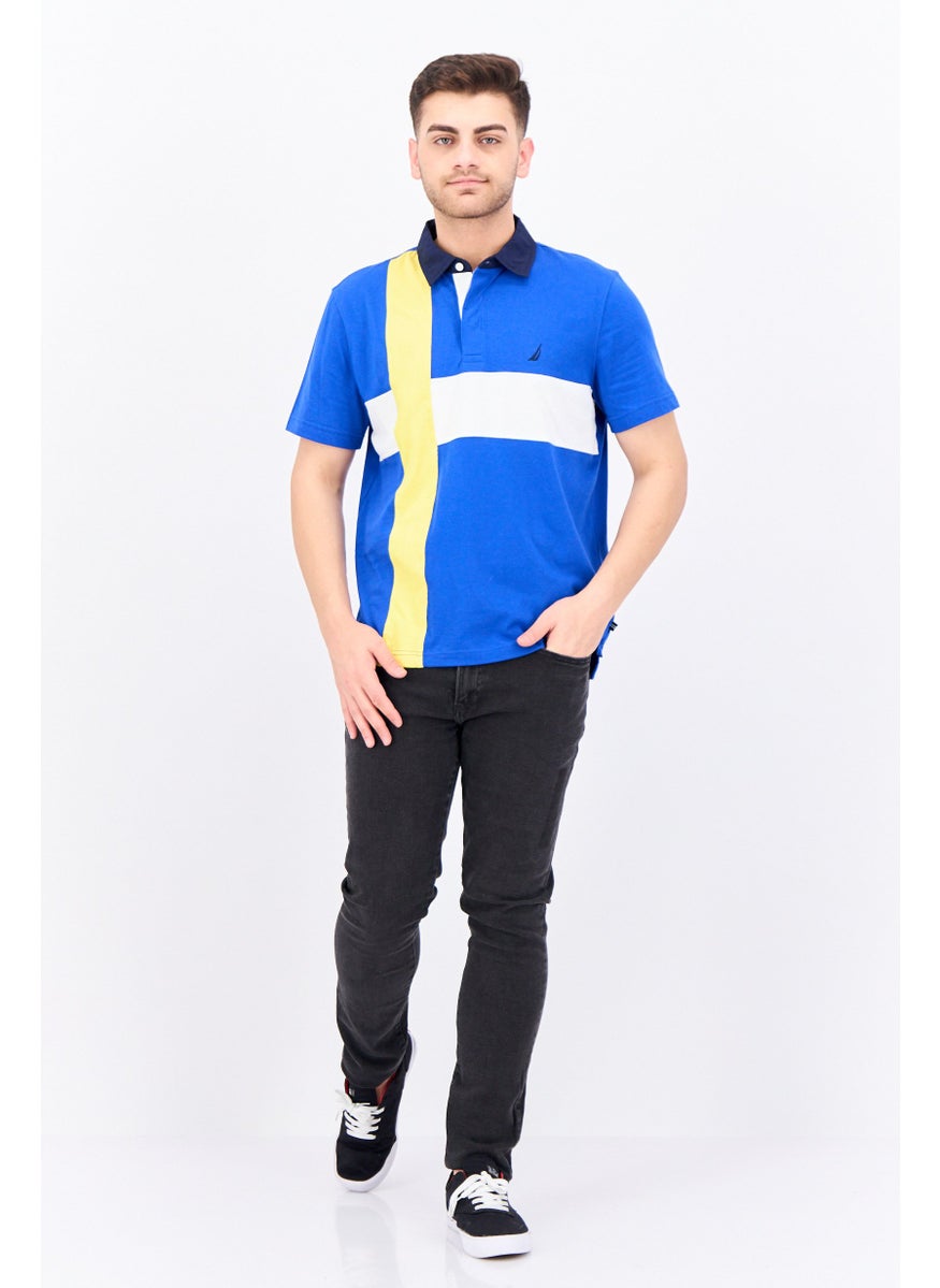NAUTICA Men Regular Fit Brand Logo Short Sleeves Polo Shirt, Blue  - Image 4