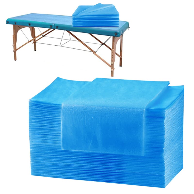 Joyblossom 100pcs Spa Bed Sheets Disposable, Massage Table Disposable Sheets, Waterproof Massage Bed Covers Disposable Non-Woven Fabric, 31.5" x 74.8" Blue - Image 3