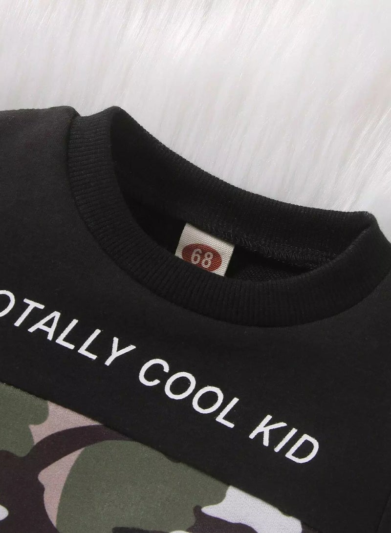Baby Letter & Camo Print Sweatshirt - Image 3