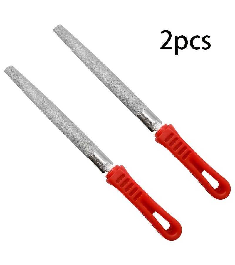 Set Of 2 Red Diamond Coated Half Round Files For Metal Ceramic Glass Stone Steel - Image 1