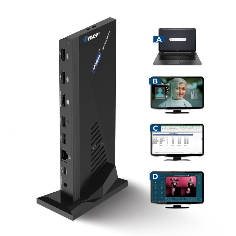 OREI SplitExtend 14 in 1 DisplayLink Docking Station 3 Monitorsâ€“ 3X 4K@60hz Multi Monitor â€“ 6X USB, Ethernet, SD/TF, 100W PD, Audio/Mic â€“ Laptop Docking Station with MacOS/Windows Support - Image 1