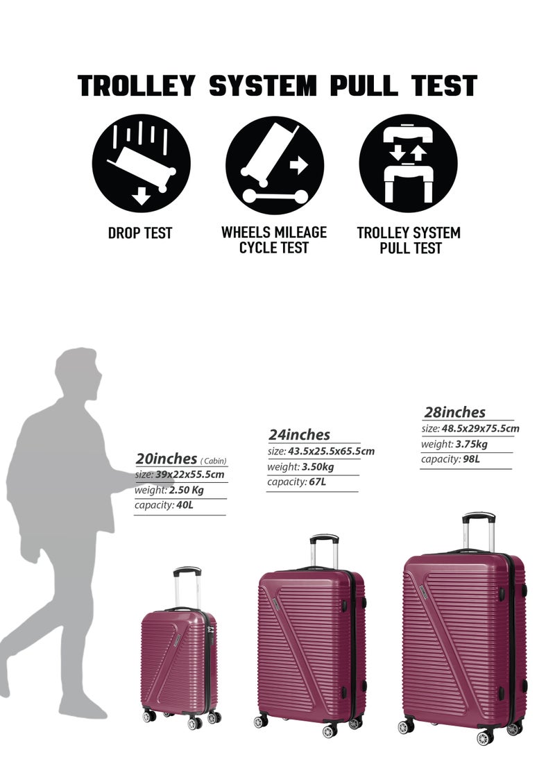 PARAJOHN Para John AERIS 3-Piece Hard Shell Luggage Set | ABS+PC Travel Suitcases with 8 Spinner Wheels | 20/28/32 Inch - Image 5