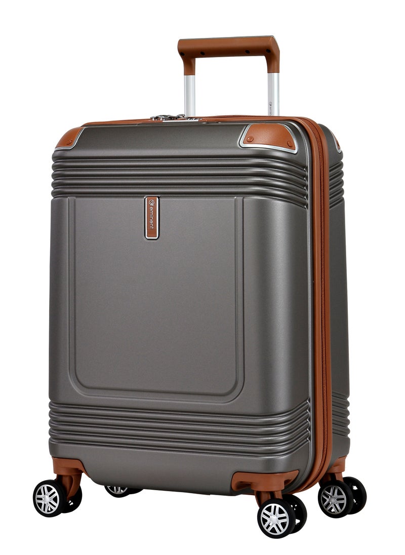eminent Hard Case Travel Bag Cabin Luggage Trolley Polycarbonate Lightweight Suitcase 4 Quiet Double Spinner Wheels With Tsa Lock KK10 Gold Grey  - Image 1