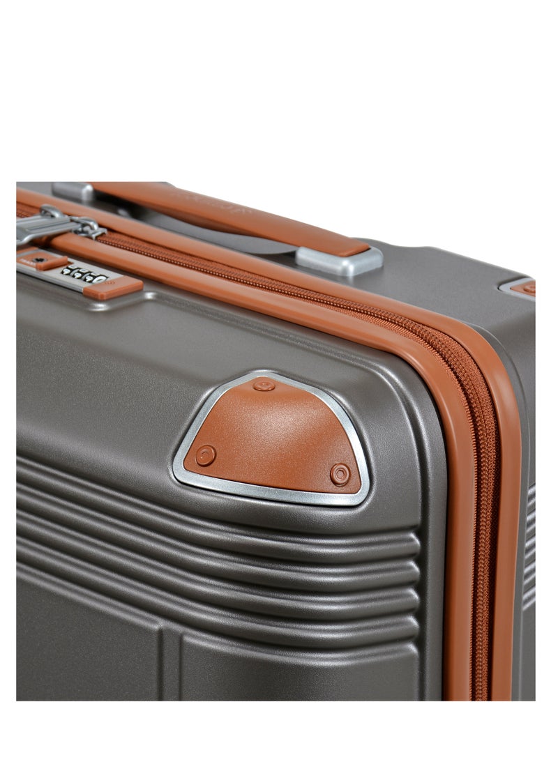 eminent Hard Case Travel Bag Cabin Luggage Trolley Polycarbonate Lightweight Suitcase 4 Quiet Double Spinner Wheels With Tsa Lock KK10 Gold Grey  - Image 5