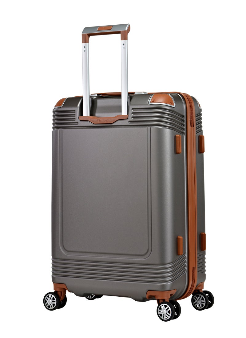 eminent Hard Case Travel Bag Cabin Luggage Trolley Polycarbonate Lightweight Suitcase 4 Quiet Double Spinner Wheels With Tsa Lock KK10 Gold Grey  - Image 2