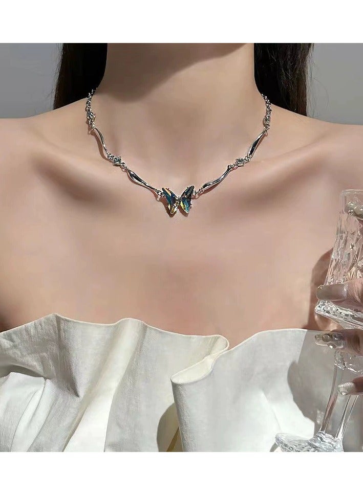 Goolsky قلادة تشوكر فراشة زيركون ملونة غير منتظمة – فولاذ تيتانيوم، سلسلة عصرية على شكل Y2K، - Image 1