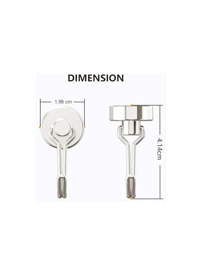 promass 8 Pack Magnetic Hooks, Heavy Duty Strong Neodymium Magnet Hook 30 Lbs with Rust Proof for Indoor Outdoor Hanging, Refrigerator, Grill, Kitchen, Key Holder, Locker, Classroom (Silver) - Image 4